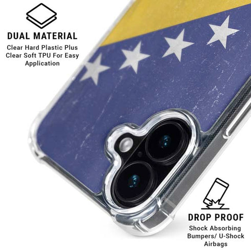 Bosnia and Herzegovina Flag Distressed iPhone 16 Plus Clear Case
